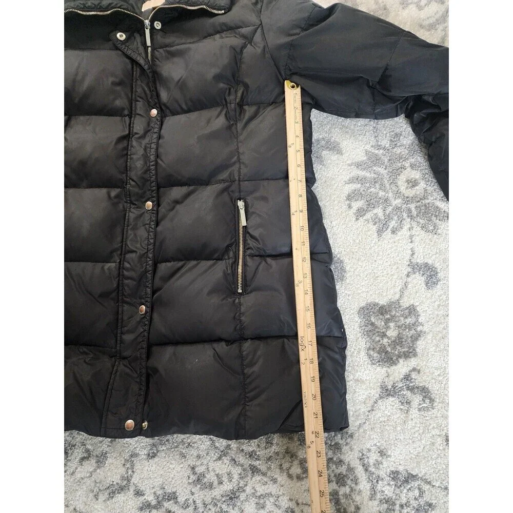 Michael Kors Women's XL Mid Lenght Black Down Puffer Coat with Ribbed Collar